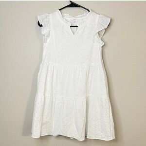 A Loves A Girls Eyelet Tiered Dress Kids Size L White Flutter Sleeve Boho